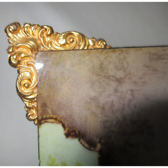 Antique Lithograph Victorian 4 Young Girls Glass Ornate Frame Wood Back 9" x 7" - Picture 3 of 7